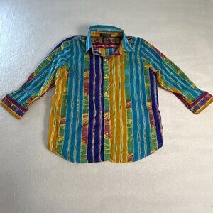 Women’s Vintage Lauren Ralph Lauren‎ Multicolor Striped Button-up Shirt PL